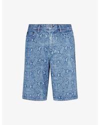 Daily Paper - Snake-Print Straight-Leg Denim Shorts - Lyst