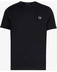 Fred Perry - Ringer Logo-embroidered Cotton-jersey T-shirt - Lyst