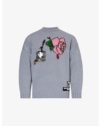 Undercover - Rose Graphic-patch Oversized Wool-knit Jumper - Lyst