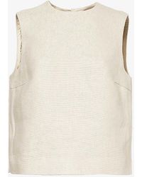 Theory - Darted Sleeveless Round-neck Linen Top - Lyst