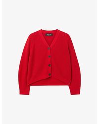 Whistles - Ribbed V-Neck Cotton Cardigan - Lyst