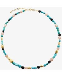 Monica Vinader - Rio18ct -plated Vermeil Sterling-silver, Turquoise, Peach Moonstone And Black Onyx Beaded Necklace - Lyst