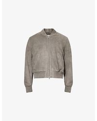 Ami Paris - Logo-Embossed Suede Bomber Jacket - Lyst
