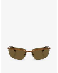 Swarovski - Sk7001 Rectangle-frame Gem-embellished Metal Sunglasses - Lyst