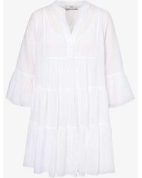 Devotion Twins - Lavrentia V-neck Cotton-poplin Mini Dress - Lyst