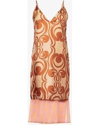 Dries Van Noten - Sheer-panel Patterned Silk Midi Dress - Lyst