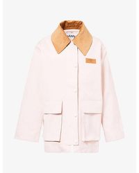 Ganni - Primrose Contrast-Collar Twill Jacket - Lyst