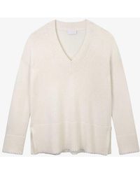 The White Company - V-neck Relaxed-fit Wool And Cashmere-blend Jumper - Lyst