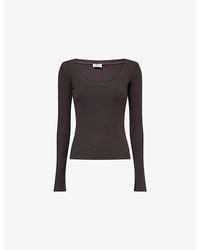 ADANOLA - Ribbed Long-Sleeve Stretch-Modal Top - Lyst