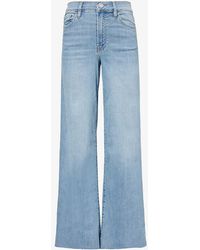 FRAME - Le Slim Palazzo Raw After Wide Flared-leg High-rise Stretch-denim Jeans - Lyst