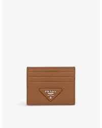 Prada - Brand-plaque Grained-leather Card Holder - Lyst