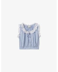 Claudie Pierlot - Check Lace-Trim Sleeveless Cotton Top - Lyst