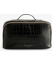 Ted Baker - Haanas Croc-texture Faux Patent-leather Washbag - Lyst