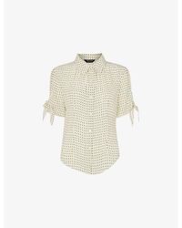 Whistles - Spotted Tie-Cuff Woven Shirt - Lyst