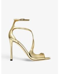 Jimmy Choo - Azia 110 Liquid-Metal Leather Heeled Sandals - Lyst