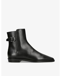 Totême - Buckled Square-toe Leather Boots - Lyst