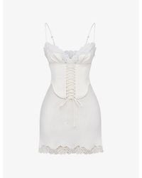 House Of Cb - Soraya Lace-Trimmed Satin Mini Dress - Lyst
