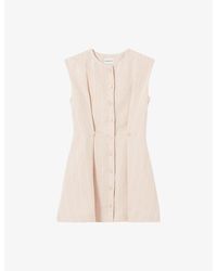 Claudie Pierlot - Sleeveless Button-Down Linen-Blend Mini Dress - Lyst