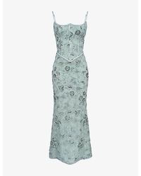 House Of Cb - Naima Embellished Mesh Maxi Dress - Lyst