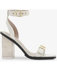 AllSaints - Pamela Buckle-embellished Heeled Leather Sandals - Lyst