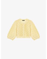 Maje - Crochet Rhinestone-Embellished Woven Cardigan - Lyst