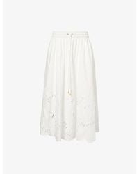 Zimmermann - Mahon Embroidered Cotton Midi Skirt - Lyst