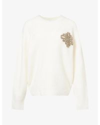 The Couture Club - Emblem Crewneck Fluffy Knitted Jumper - Lyst