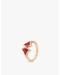 BVLGARI - Divas' Dream 18Ct Rose- Carnelian And 0.17Ct Round Brilliant-Cut Diamond Ring - Lyst