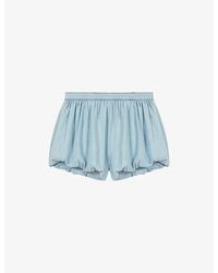 Maje - Balloon-Leg Branded-Patch Chambray Skort - Lyst