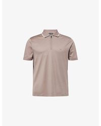 Emporio Armani - Contrast-Stripe Collared Cotton-Jersey Polo Top - Lyst