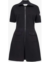 Moncler - High-neck Stretch-cotton Blend Mini Dress - Lyst