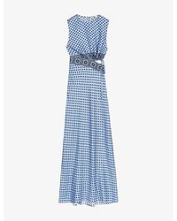 Maje - Cut-Out Floral-Pattern Silk Maxi Dress - Lyst