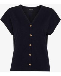 Whistles - Vy Aubrie Button-through V-neck Cotton Top - Lyst