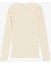 Claudie Pierlot - Square-neck Long-sleeve Cotton T-shirt - Lyst