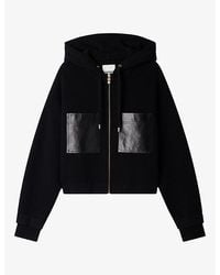 Sandro - Hooded Leather-Trim Wool And Cashmere Cardigan - Lyst