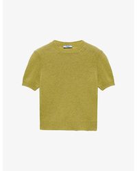 Prada - Short-Sleeve Knitted Cashmere Jumper - Lyst