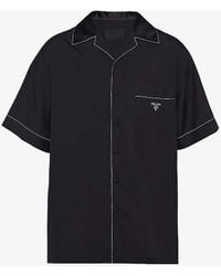 Prada - Short-sleeved Brand-plaque Oversized-fit Silk Shirt Xx - Lyst