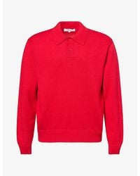 Palmes - Long-Sleeve Cotton Knit Polo Shirt - Lyst
