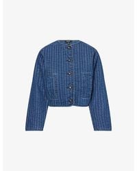 ME+EM - Round-Neck Quilted Denim Jacket - Lyst
