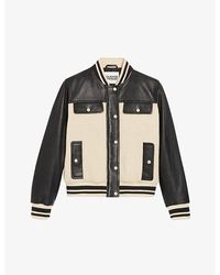 Claudie Pierlot - Contrast Panelled Leather And Knit Bomber Jacket - Lyst