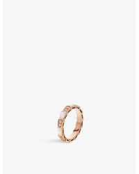 BVLGARI - Serpenti Viper 18ct Rose-gold, 0.21ct Diamond And Mother-of-pearl Ring - Lyst