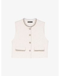 Maje - Sleeveless Bead-Embellished Tweed Jacket - Lyst