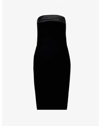 Saint Laurent - Slim-fit Straight-neck Velvet Mini Dress - Lyst