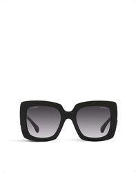 Chanel Ch5473q Rectangle-frame Leather And Acetate Sunglasses in Grey | Lyst UK