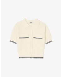 Sandro - Short-Sleeved Ribbed Cotton-Blend Cardigan - Lyst