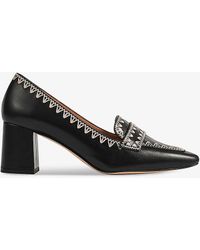 LK Bennett - Holden Whipstitch Heeled Leather Court Shoes - Lyst