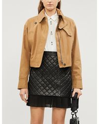 Sandro Ruffled-hem Quilted Leather Mini Skirt - Black