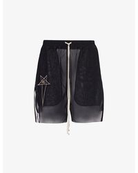 Rick Owens - X Champion Brand-embroidered Stretch-woven Shorts X - Lyst
