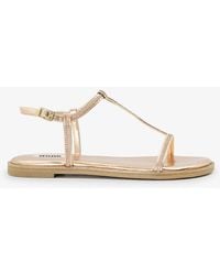 Dune - Narrate T-bar Diamante-embellished Faux-leather Sandals - Lyst
