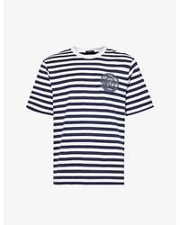 Versace - Striped Brand-embroidered Cotton-jersey T-shirt X - Lyst
